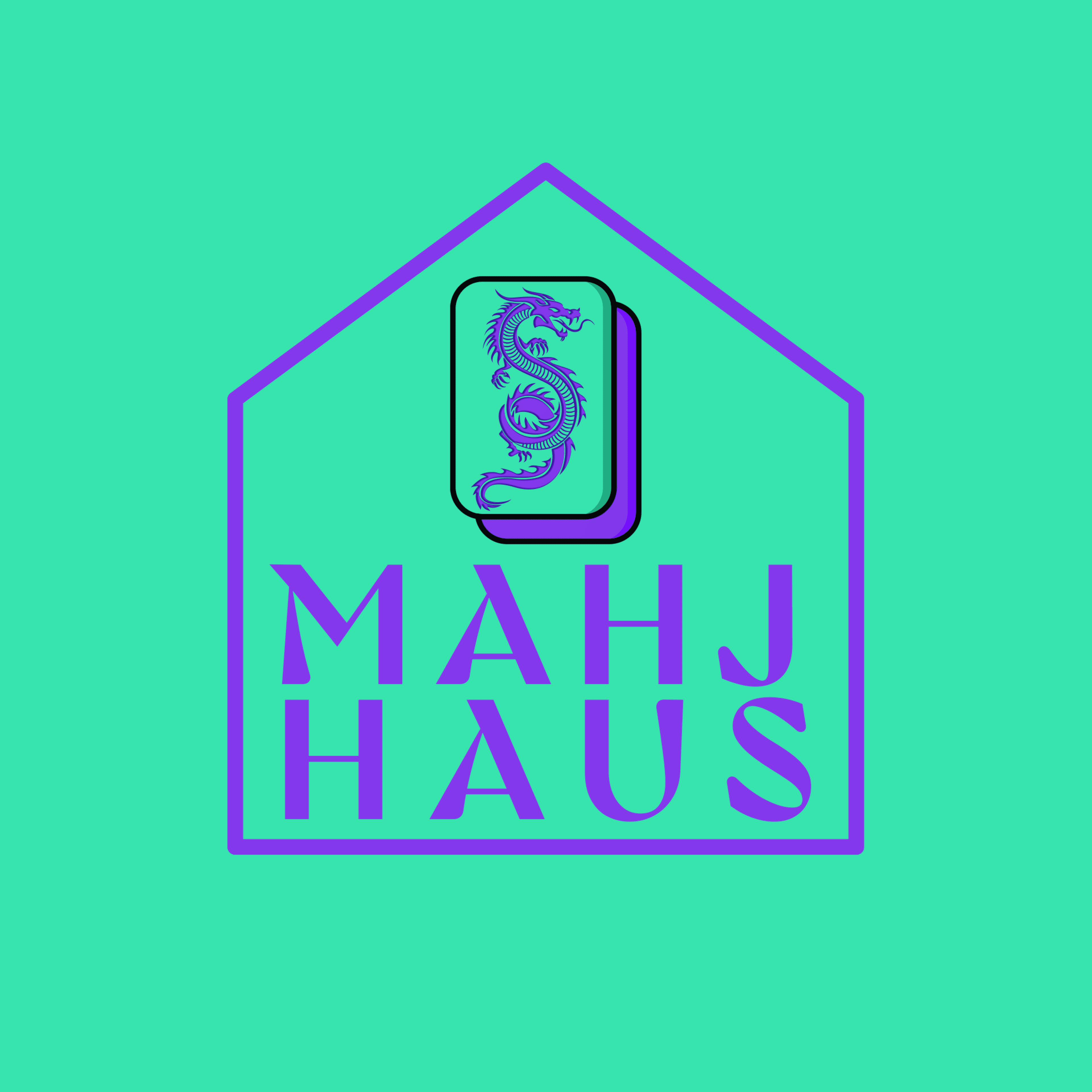 Mahj Haus primary mark — purple wordmark on Tile Mint