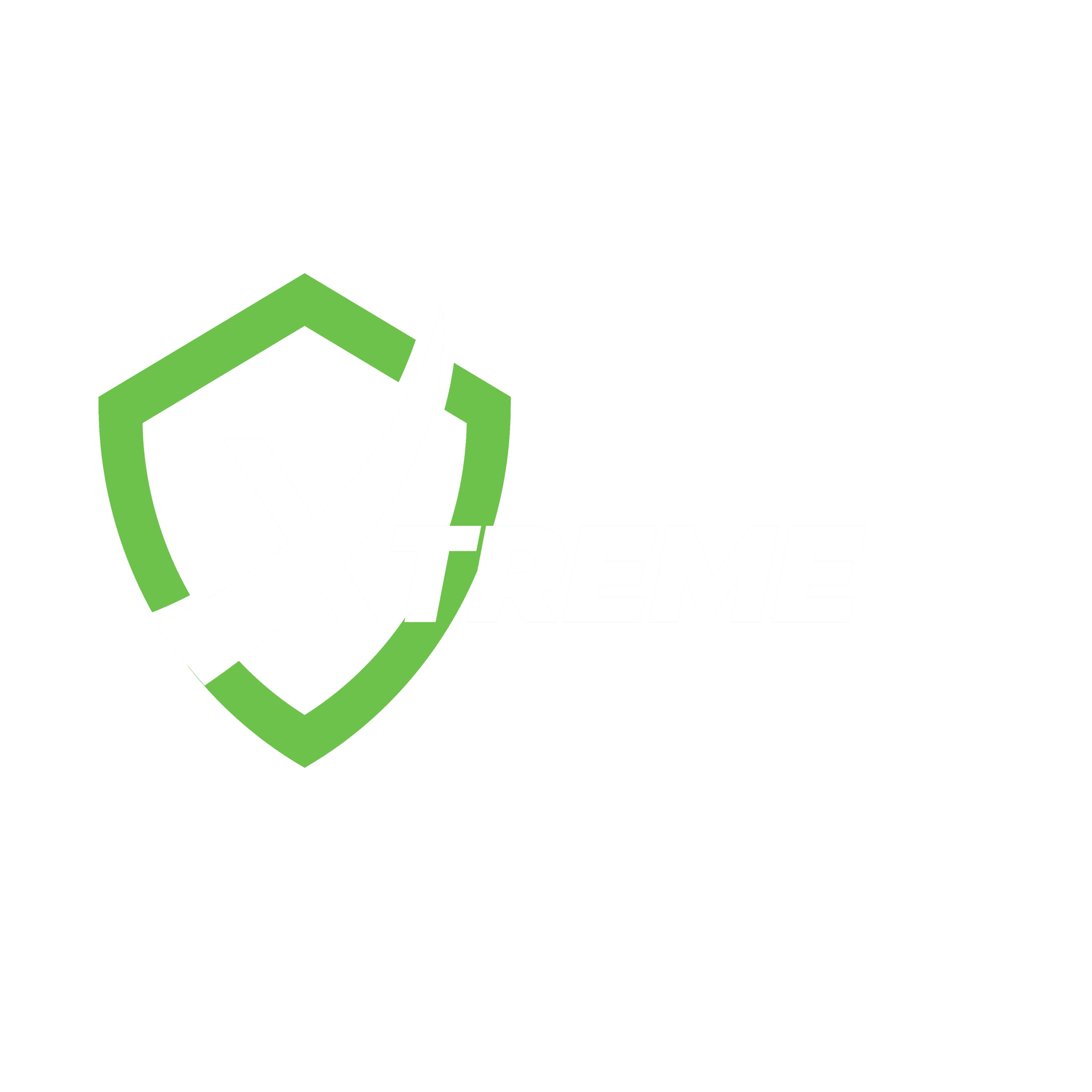 Xtreme primary lockup — shield + wordmark + tagline (inverted for dark surfaces)