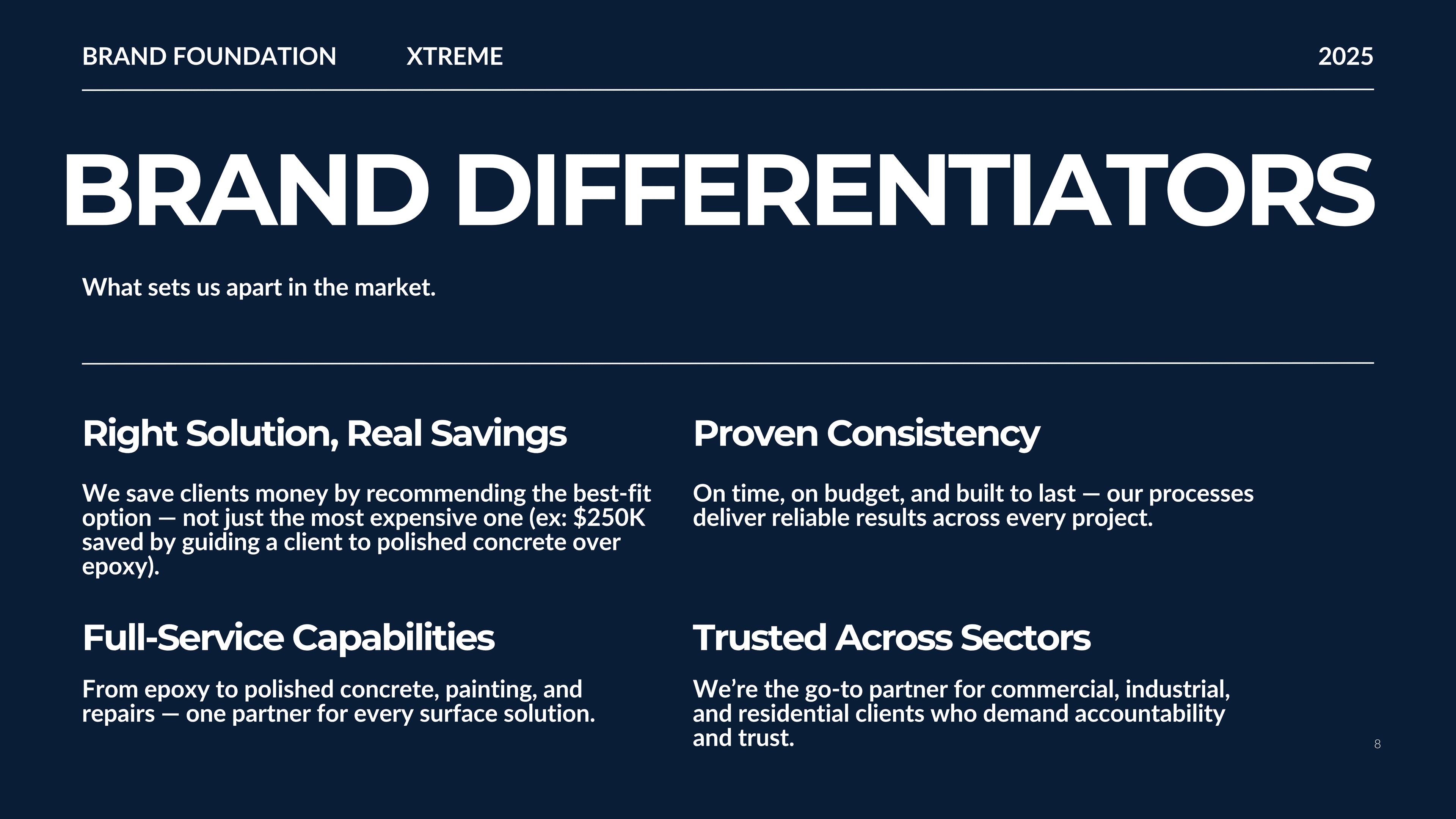 Brand Differentiators — right solution, consistency, capabilities, trust