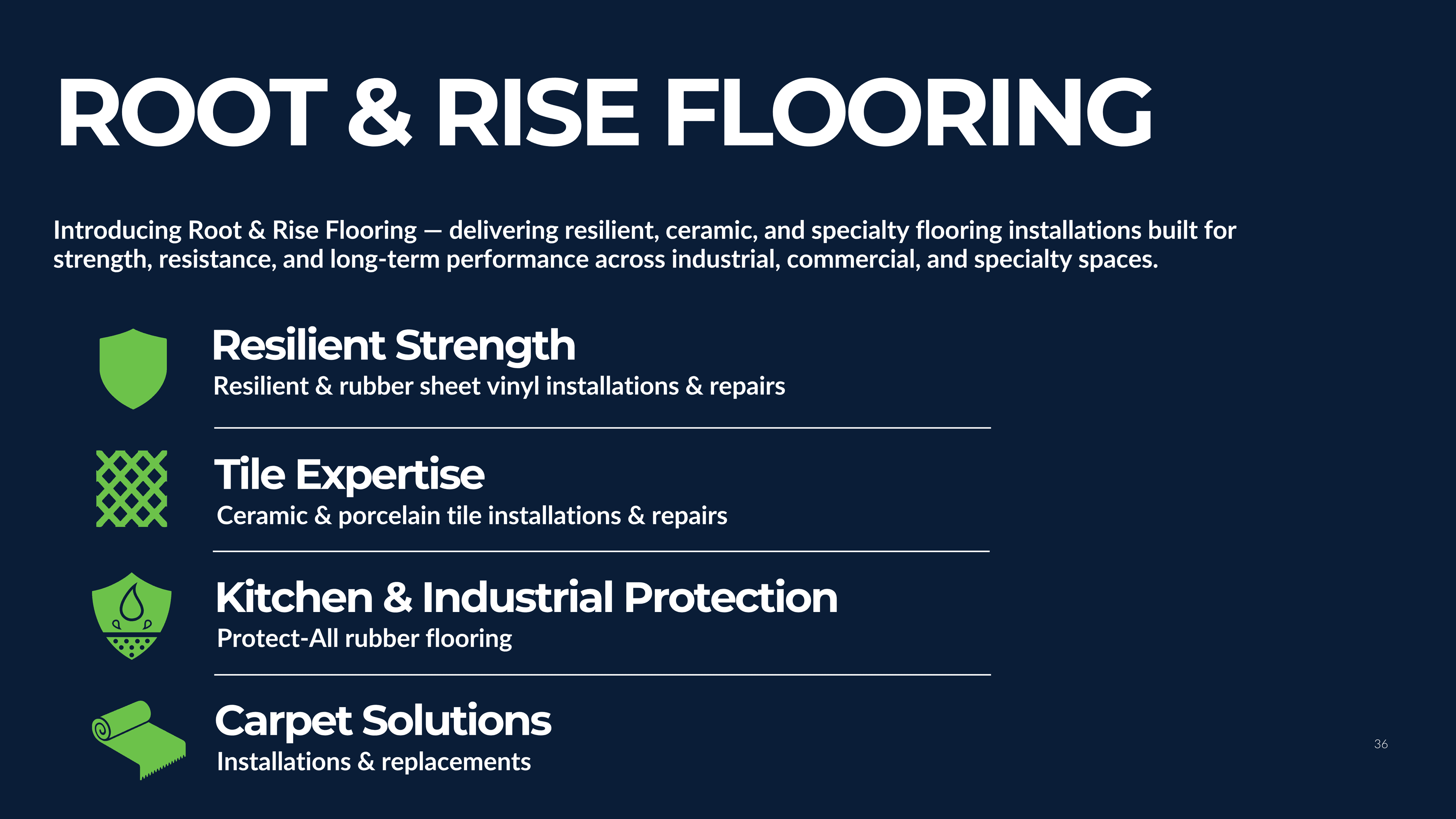 Root & Rise Flooring — service section opener